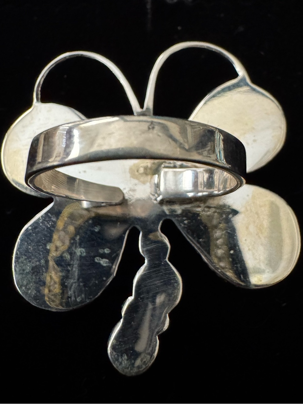 Sterling Silver Turquoise Butterfly statement ring- Green Turquoise - Picture 5 of 9